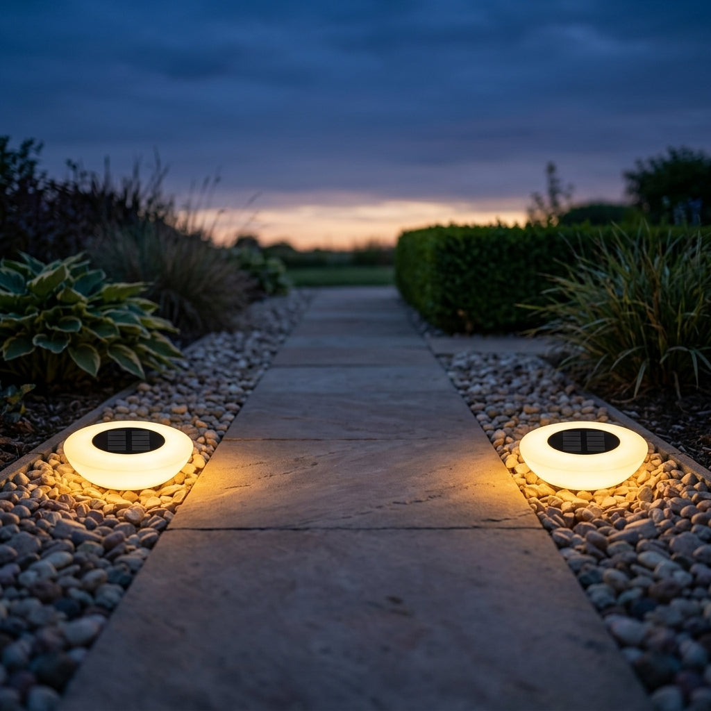 Solar Ground Lights | 14 LED Outdoor Lamp - x2 pieces